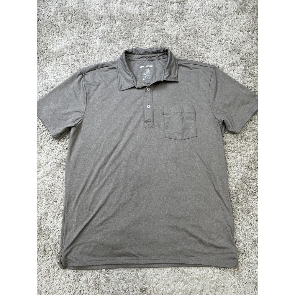 Costa Polo Shirt Mens Large Performance Golf Stretch Lightweight Pocket Casual
